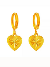 Load image into Gallery viewer, 24K Heart Hoop Earrings
