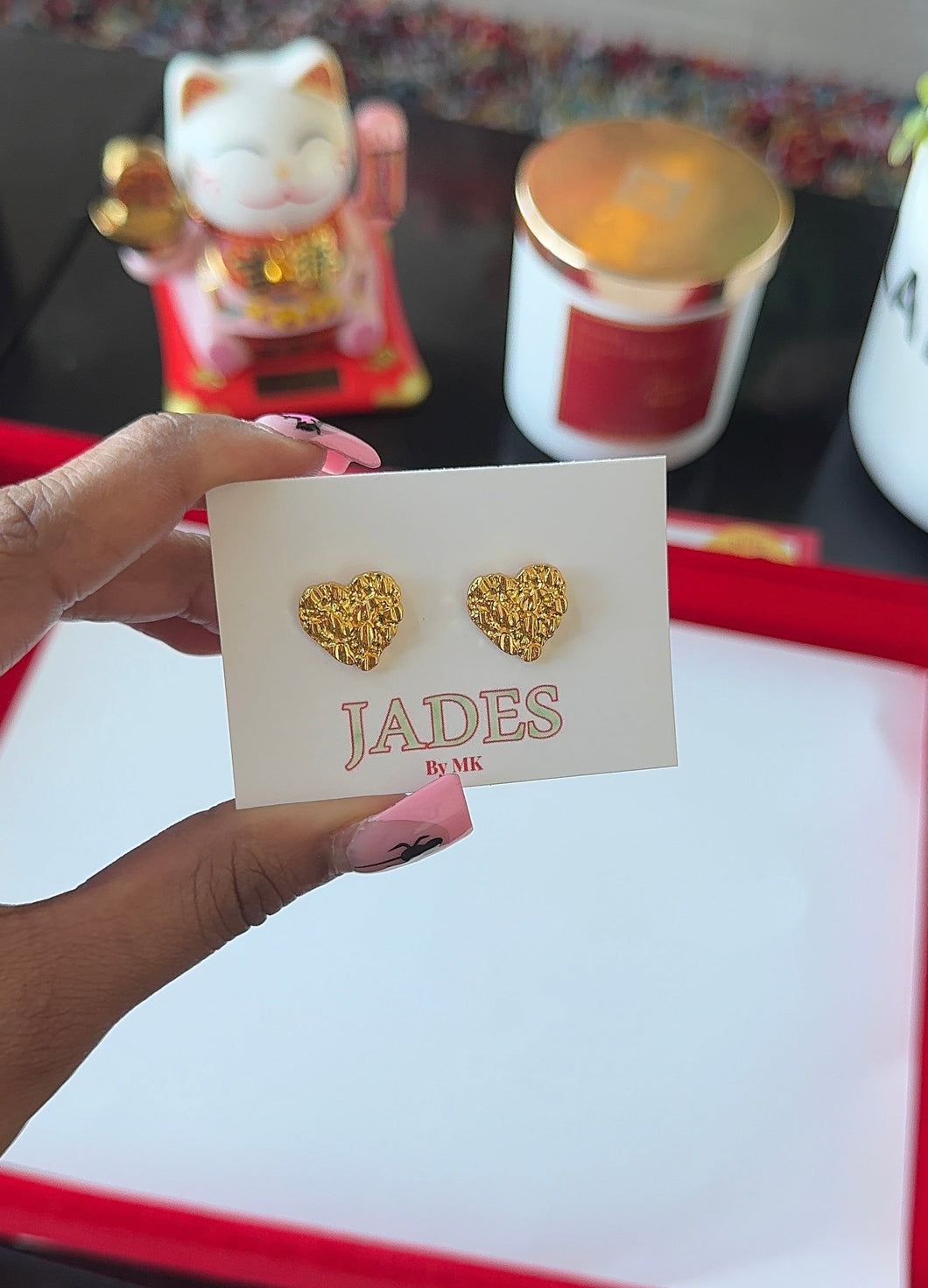 24K Nugget Heart Earring