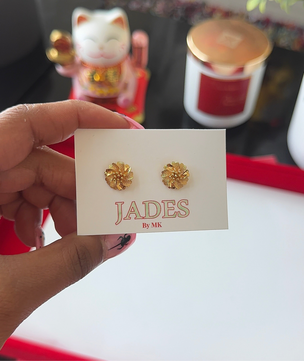 24K Shine Flower Earrings