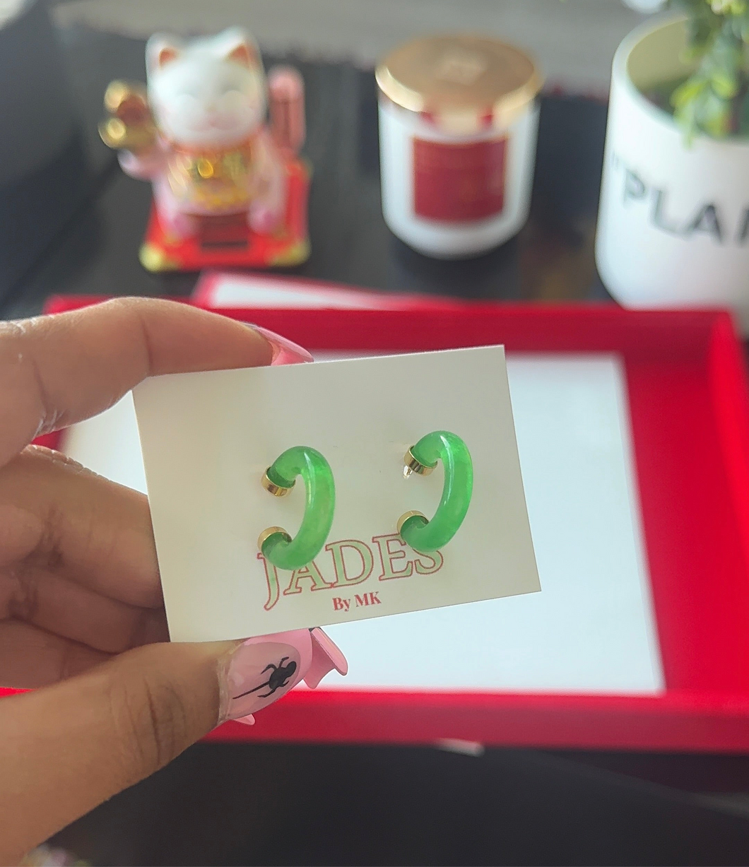 Jade Hoop Earrings