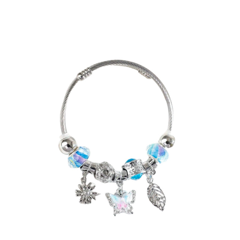 Mint Butterfly Bangle (Silver)