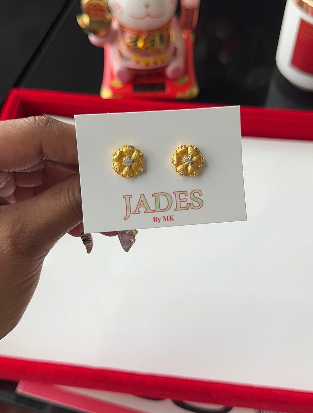 24K Diamond Flower Earrings