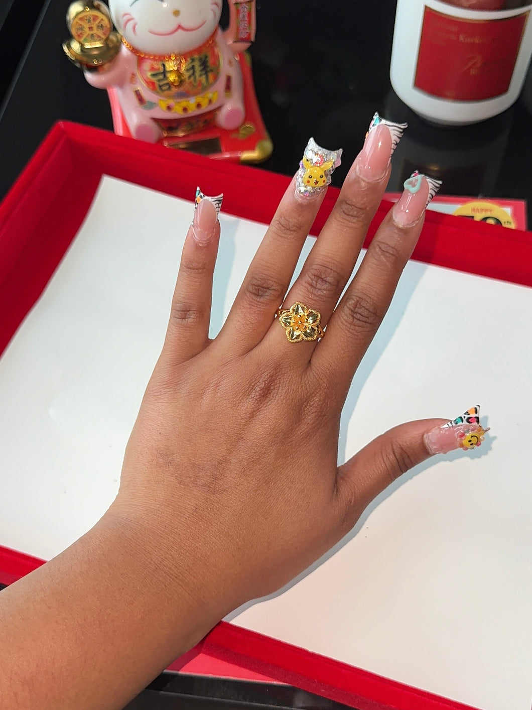 24K Plum Flower Ring