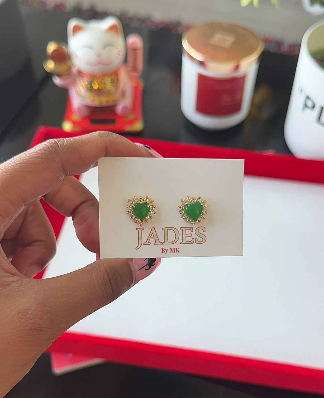 Jade Heart Earrings
