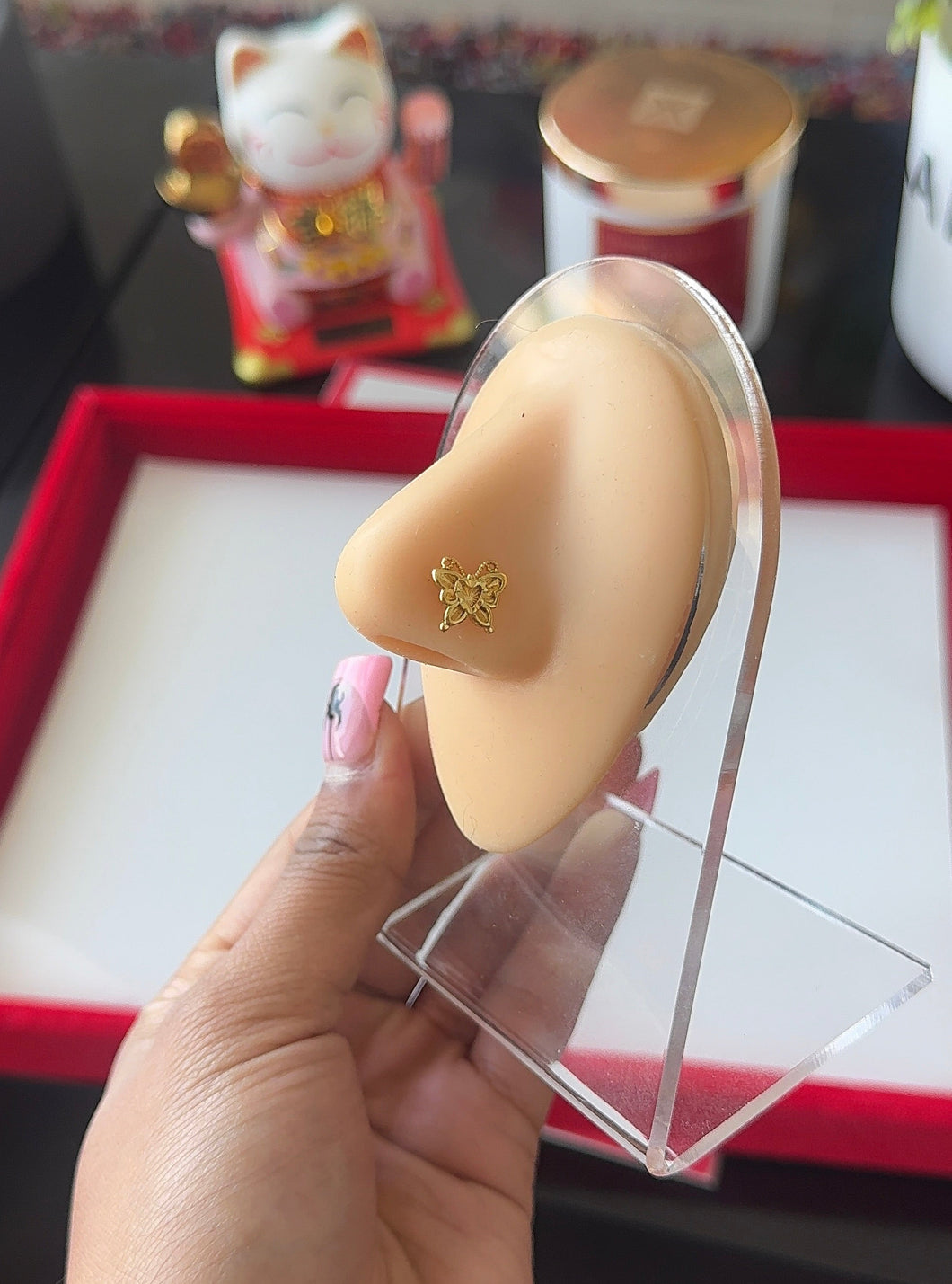 24K Butterfly Nose Stud