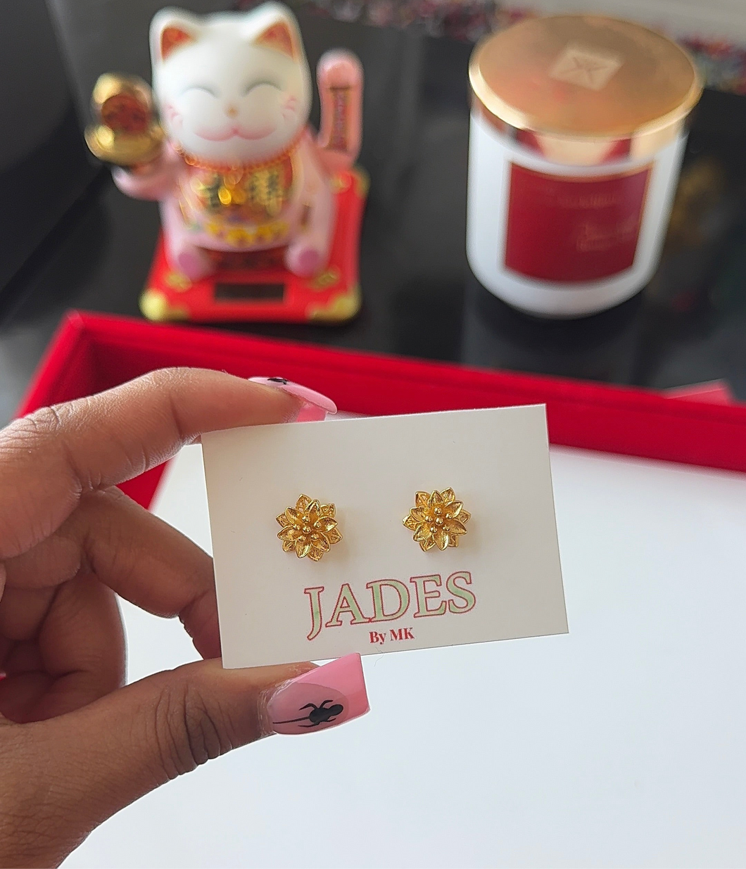 24K Ball Flower Earrings
