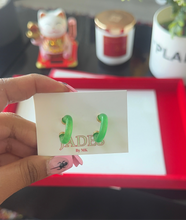 Load image into Gallery viewer, Jade Hoop Earrings
