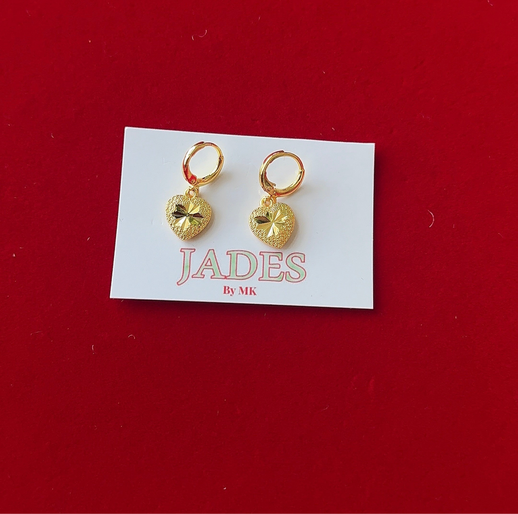 24K Heart Hoop Earrings