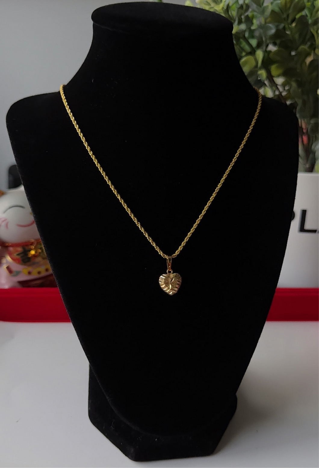 24K Solid Heart Necklace