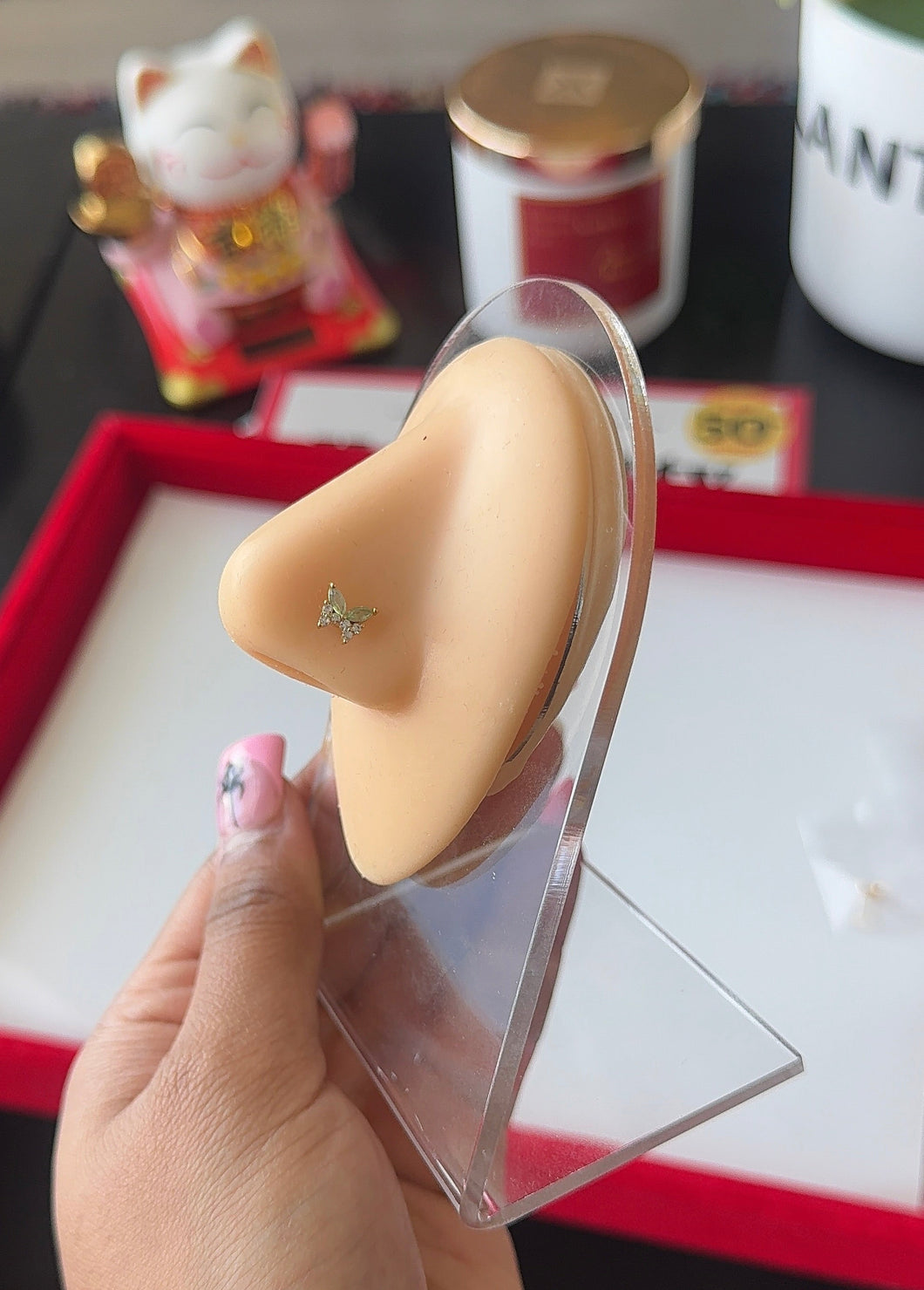 Jade Butterfly Nose Stud