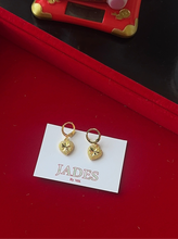 Load image into Gallery viewer, 24K Heart Hoop Earrings
