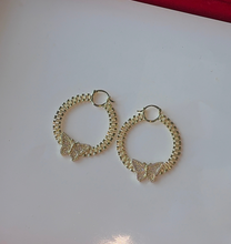 Load image into Gallery viewer, 18K Butterfly Hoop Rolex Earrings
