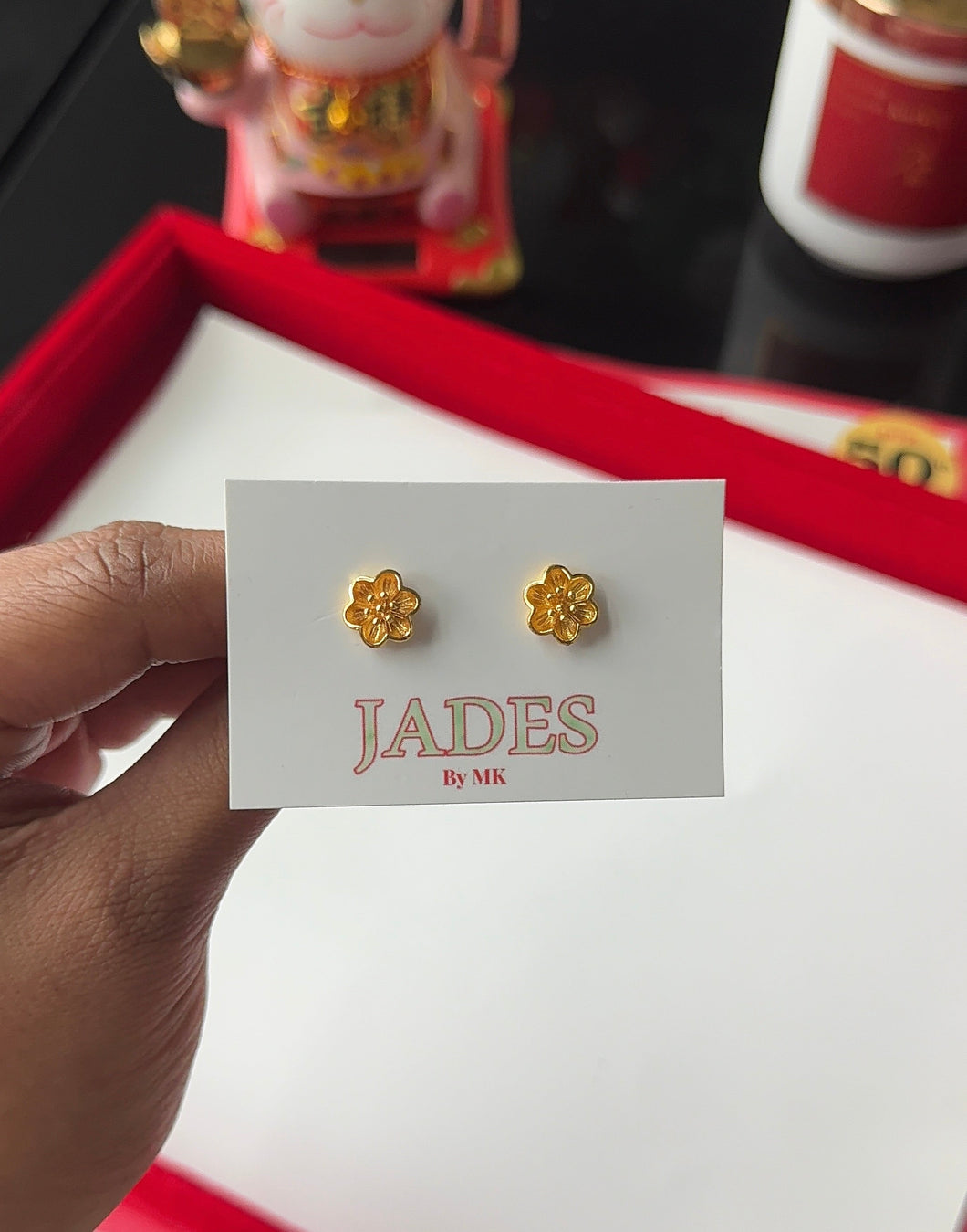 24K Plum Flower Earrings