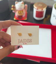 Load image into Gallery viewer, 24K Heart &amp; Bow Earrings
