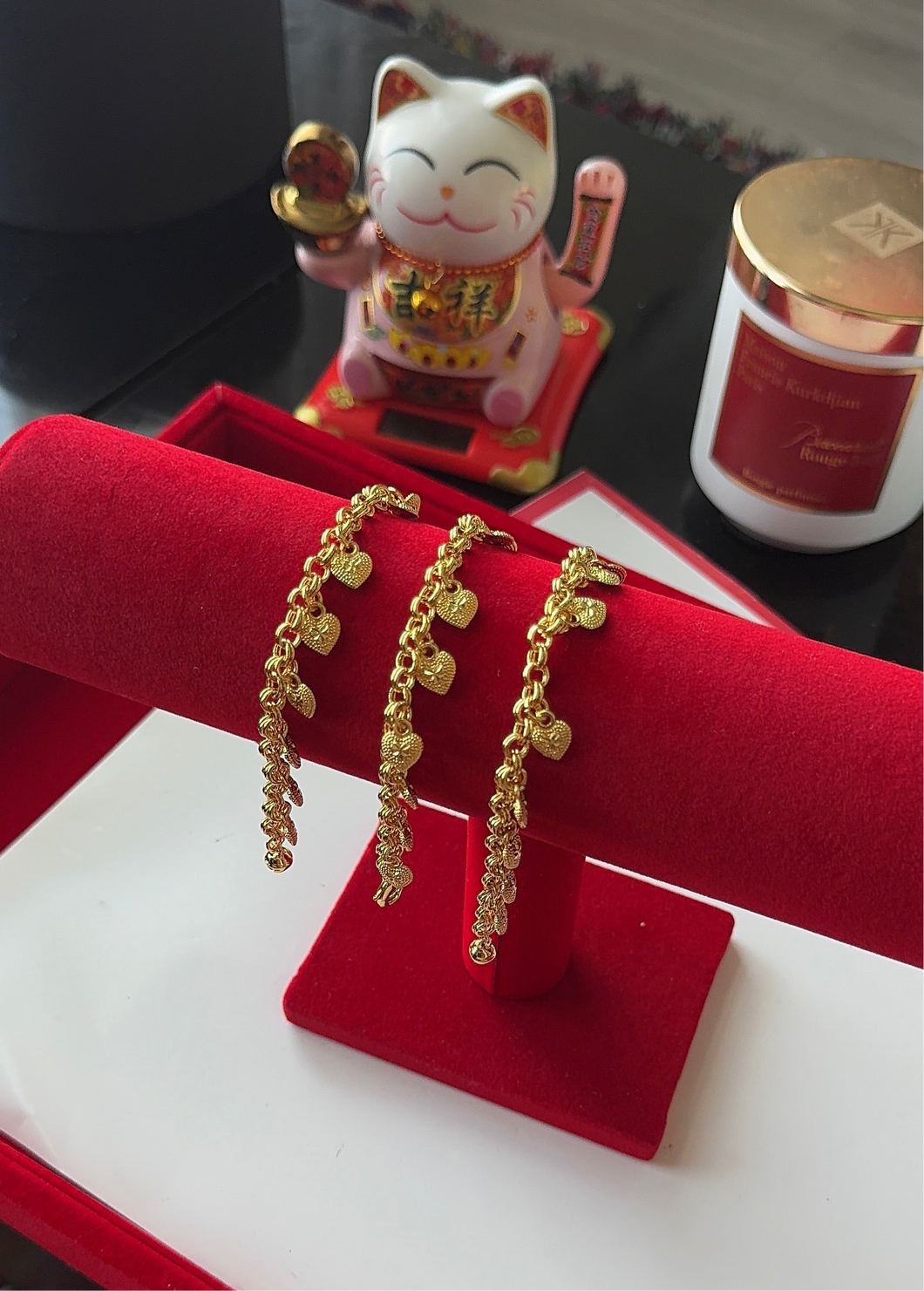 24K Heart Charm Bracelet