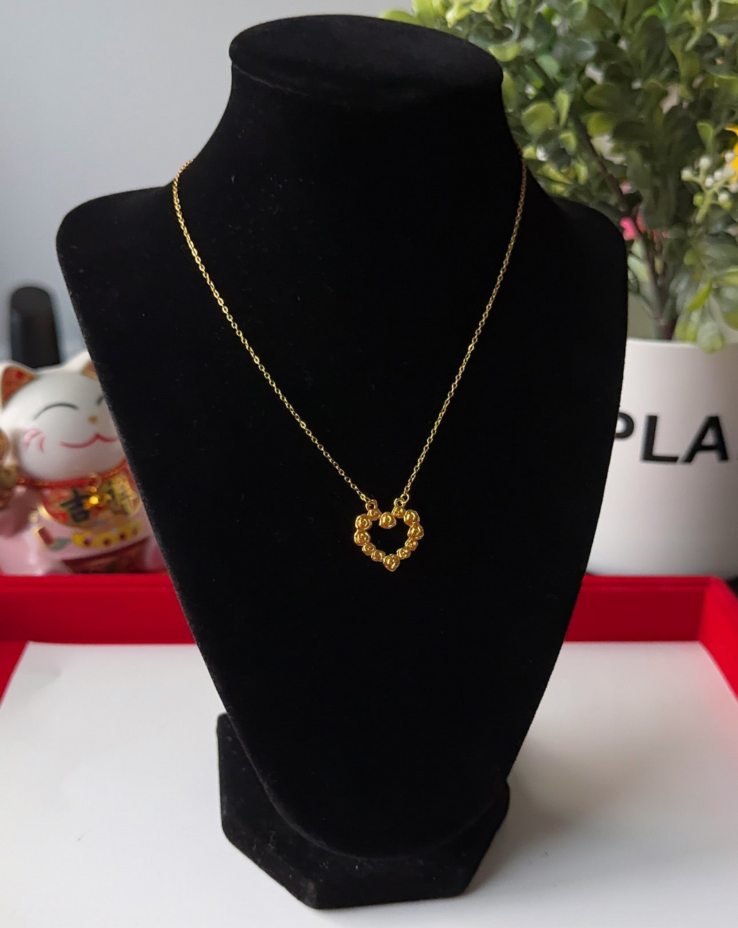 24K Rose Heart Necklace
