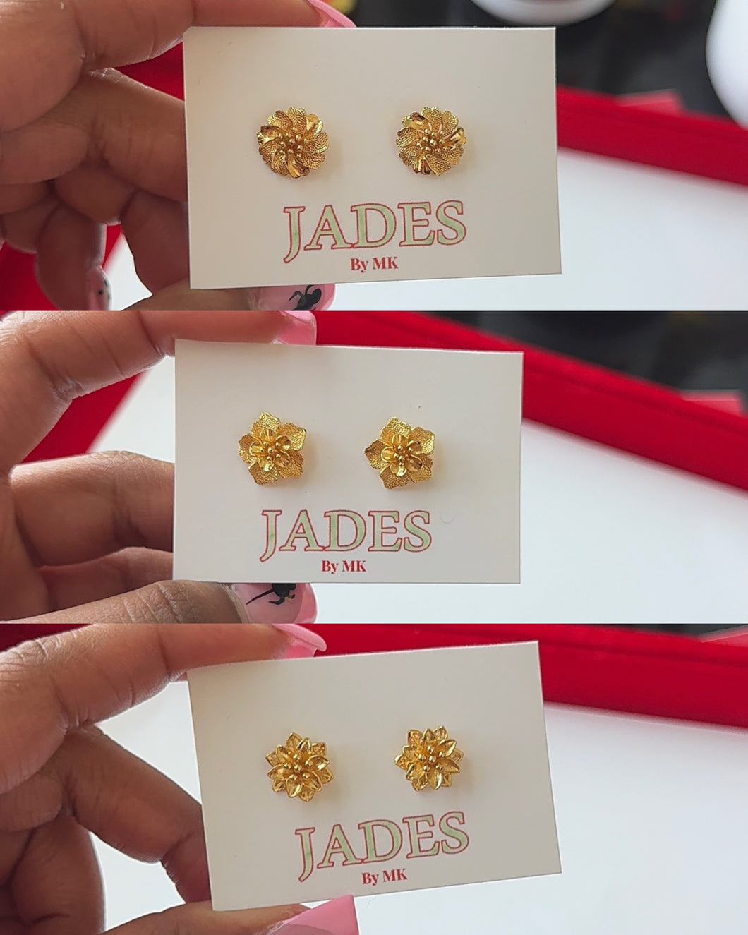 24K Trio Flower Earrings Set