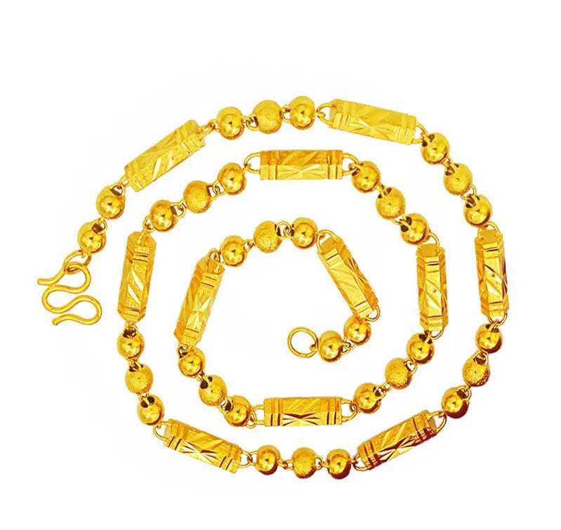 24K Hexagon Ball Necklace