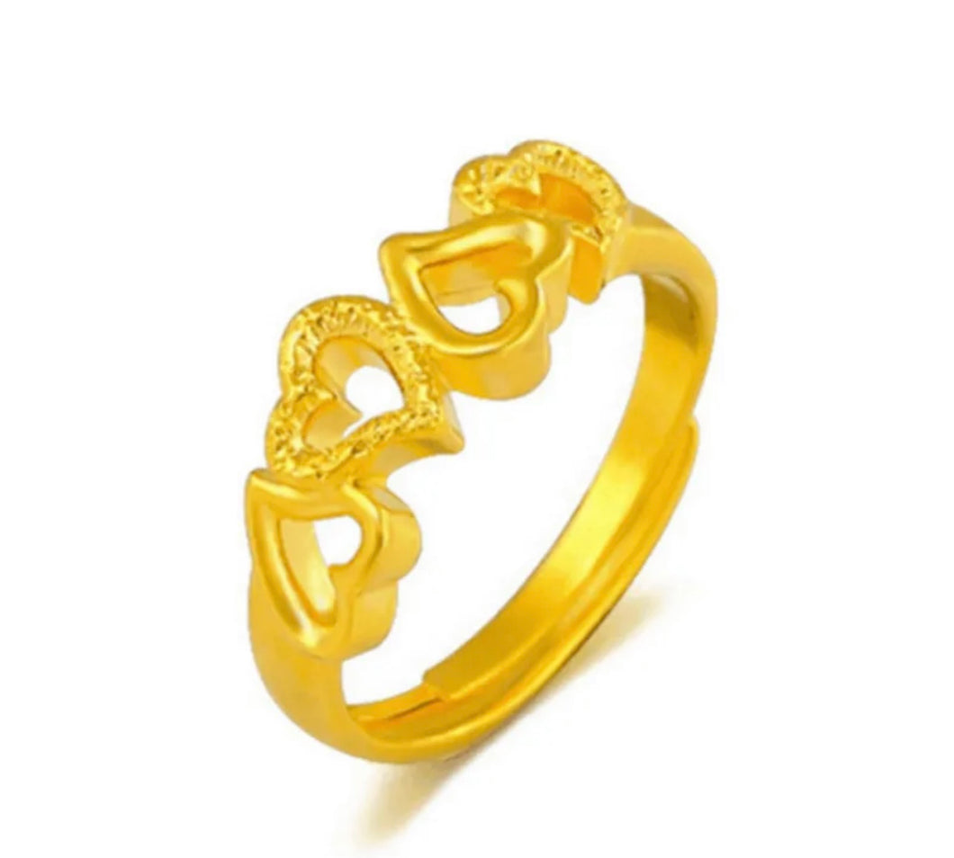 24K Quad Heart Ring